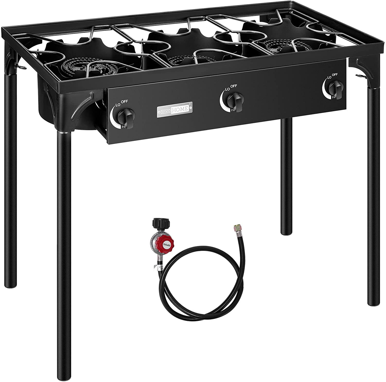 VIVOHOME Outdoor 3-Burner Stove, Max. 225,000 BTU/Hr, Heavy Duty Tri-Propane  Cooker With Detachable Legs Stand For Camping Cookout | Wayfair